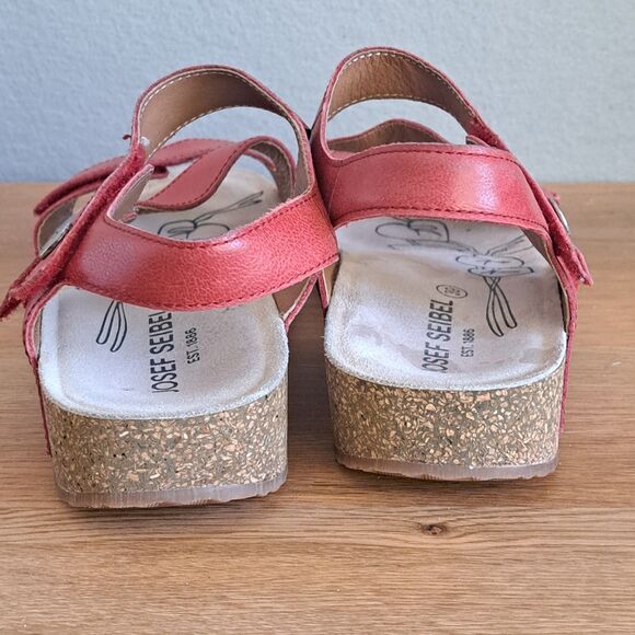 Josef Seibel Tonga 25 Strappy Walking Comfort Sandals Cork Red EU 41 US 10 - Picture 3 of 12